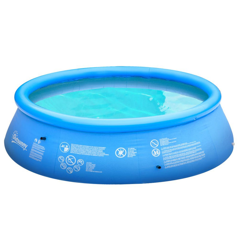 High-Quality 274cmx76cm Round Inflatable Pool - Perfect for Family Fun & Easy Set-Up - Blue - Free Hand Pump Included