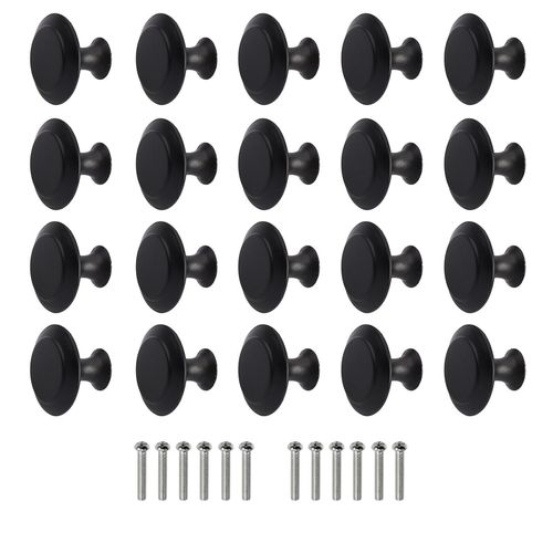 20X Door Knobs Cupboard Cabinet Drawer Round Furniture Kitchen Pull Handle Black