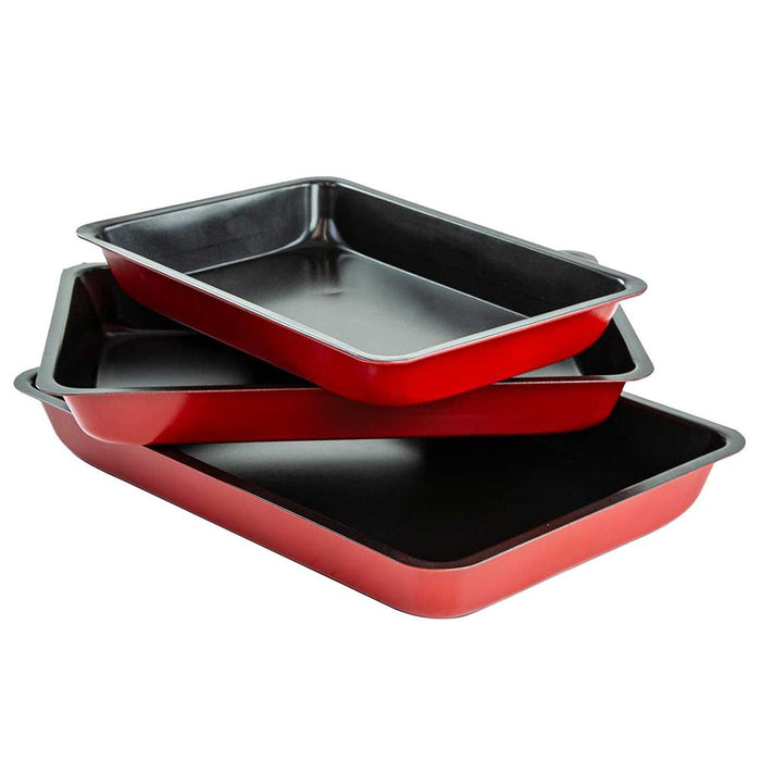 High Quality 3pc Non-Stick Baking Trays | Cook Multiple Ingredients | Micro-Oven, Freezer & Oven Safe | Fast & Easy Cleaning