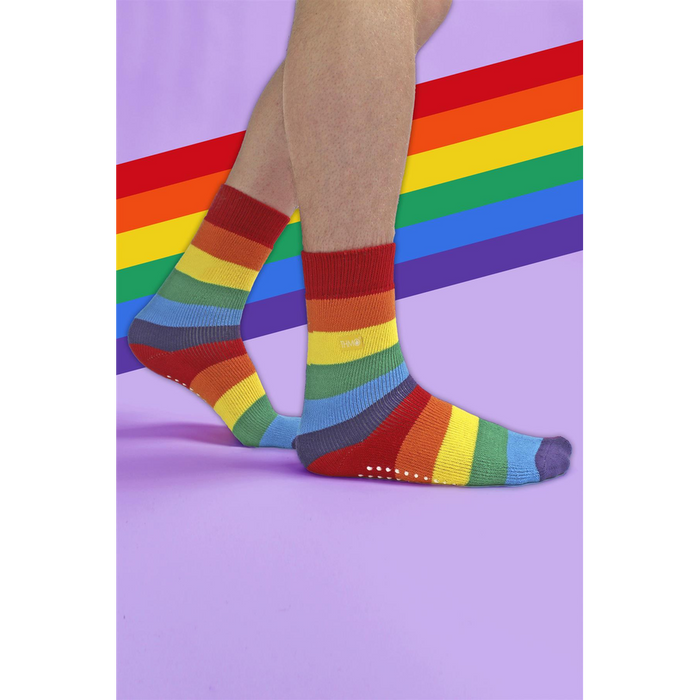 THMO Rainbow Slipper Socks - Cozy, Warm, Anti-Slip - Sizes 4-11 - Machine Washable