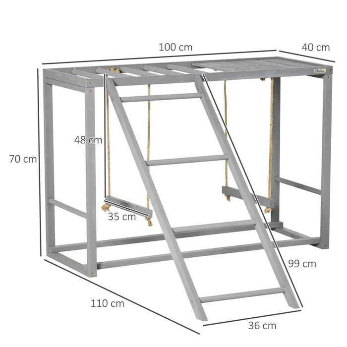 PawHut Chicken Activity Play Chicken Coop with Swing Set for 3-4 Birds, Grey