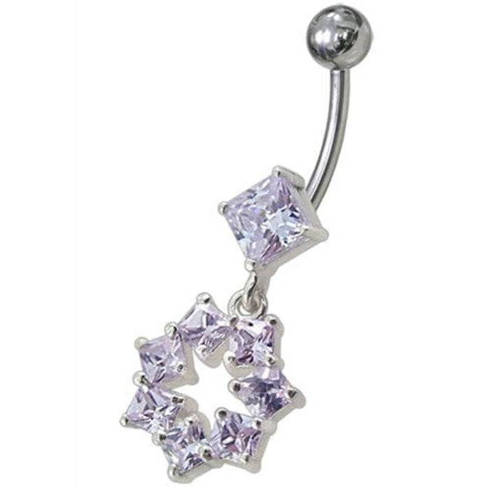 Fancy Dangling SS Banana Navel Belly Ring Body Jewelry