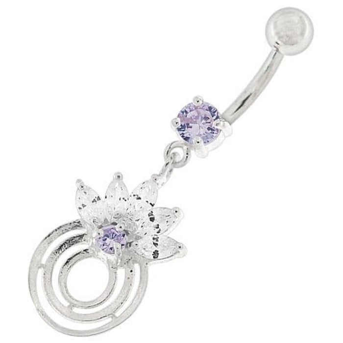 Round Circle with Crown Dangling Belly Ring