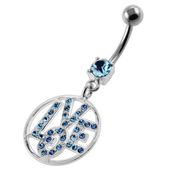 Jeweled Word LOVE Navel Belly Button Piercing