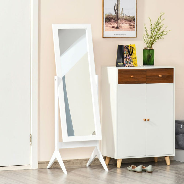 High-Quality Freestanding Dressing Mirror - Adjustable Tilt - White - Perfect for Bedroom, Bathroom, Hallway.