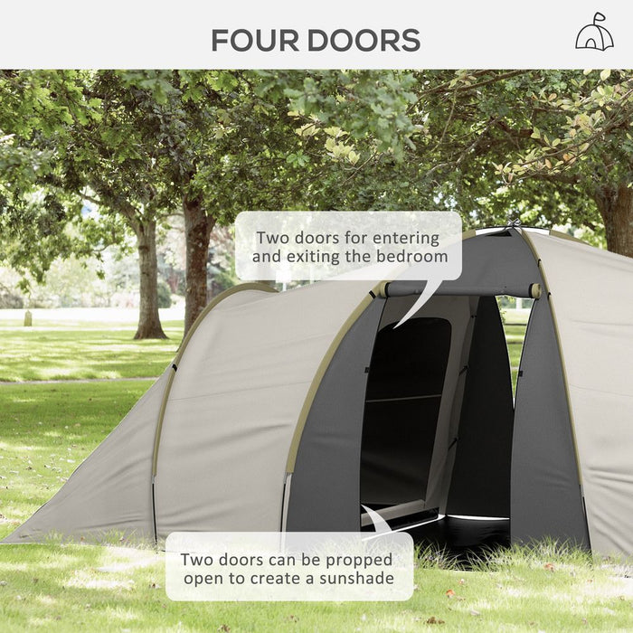 Outsunny 4-6 Person Camping Tent with 2 Bedroom, Living Area and Vestibule