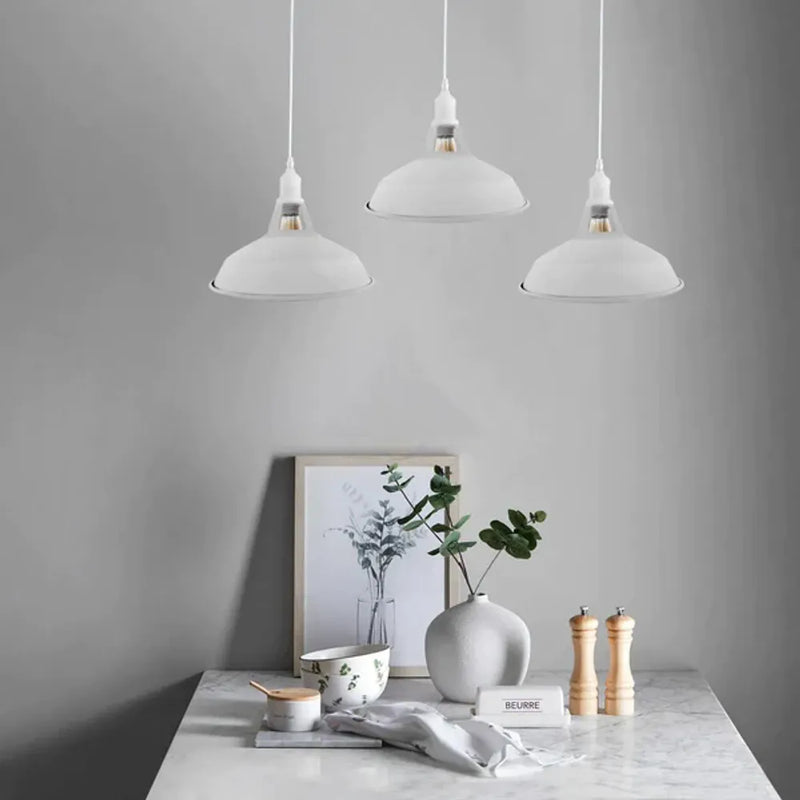 Industrial Vintage Loft Kitchen Bar 3 Lights Fittings Ceiling Lights Chandelier Barn-slotted Metal Light Shade