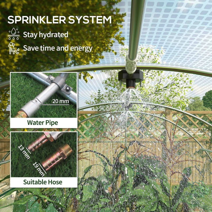 Outsunny Polytunnel Green House with Sprinkler System, Wide Door