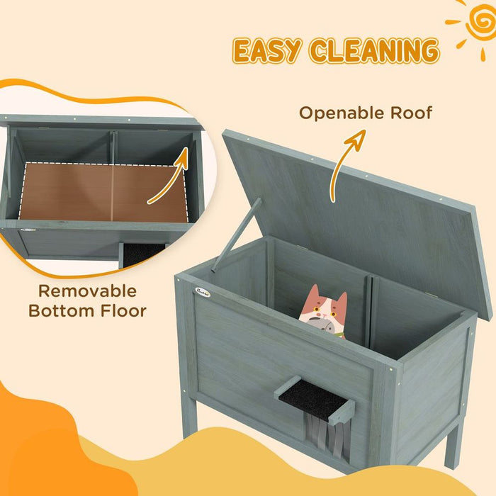 PawHut Insulated Outdoor Cat House - Charcoal Grey