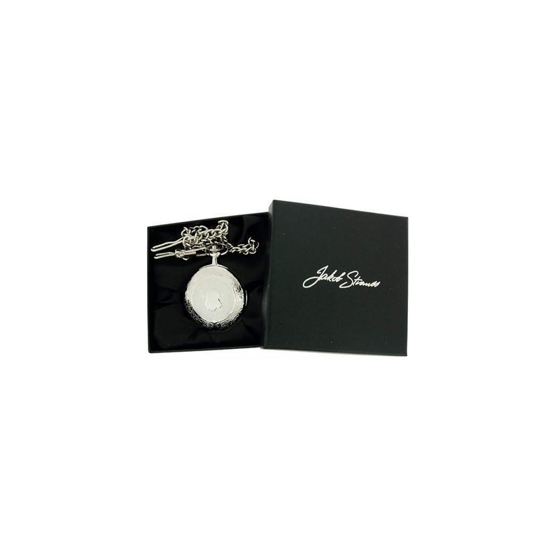Jakob Strauss Classic Silver Tone & 12 Inch Brass Chain Pocket Watch - CLEARANCE NEEDS RE-BATTERY