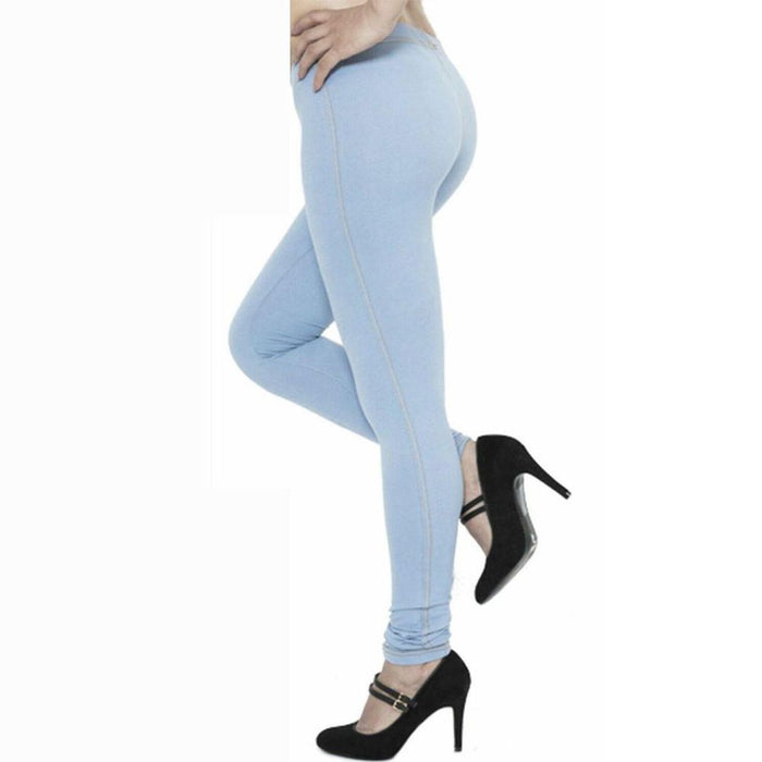 Ladies Denim Look Stretch Elasticated Slim Fit Jeggings