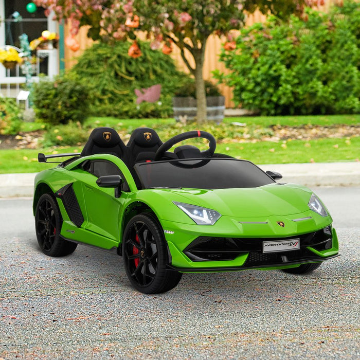 Lamborghini SVJ 12V Ride-On Car w/ Lights Music Remote 3-8 Yrs Green