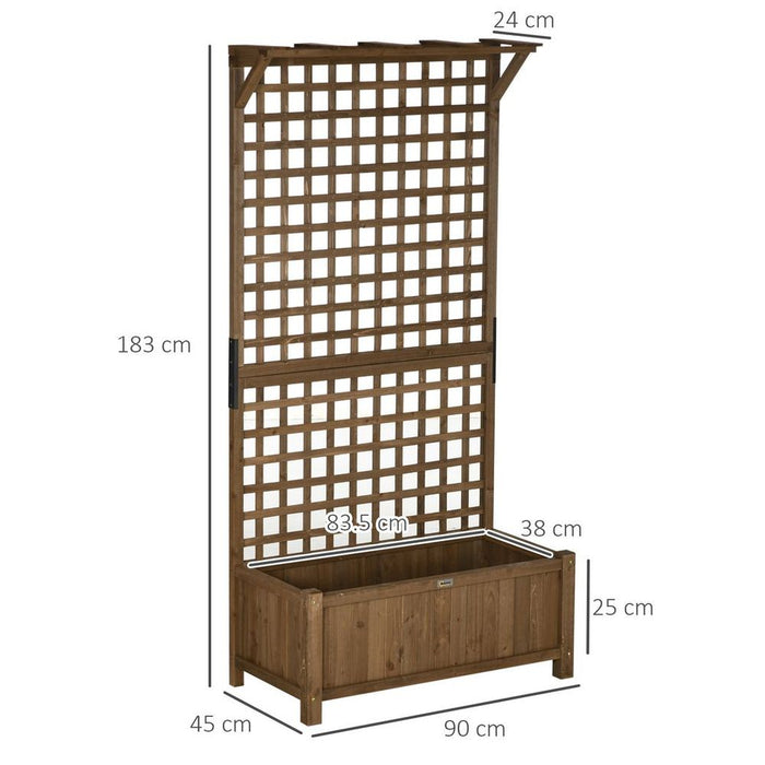 Wooden Trellis Planter with Drain Holes, Privacy Screen Raised Beds for Garden