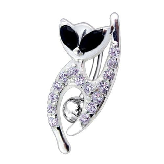 Fancy Jeweled Cat Dangling Reverse Belly Ring