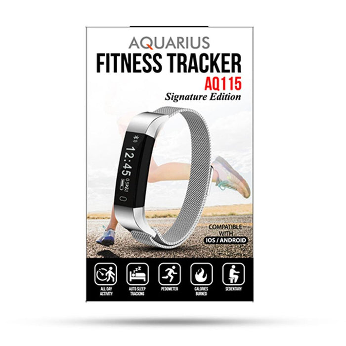 Aquarius AQ115 Splashproof Fitness Tracker - Metal Mesh Strap - Space Grey