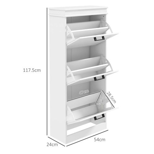 HOMCOM Slim Shoe Storage Cabinet with 3 Flip Drawers for Entryway, White