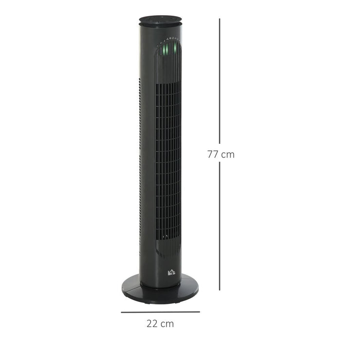 Powerful Tower Fan, 3 Speeds, 3 Modes, Timer, Oscillation, Remote Control - Dark Grey