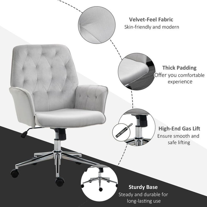 Premium Vinsetto Swivel Chair: Modern Style, Armrests, High-quality Upholstery, Light Grey - Perfect for Home Office!