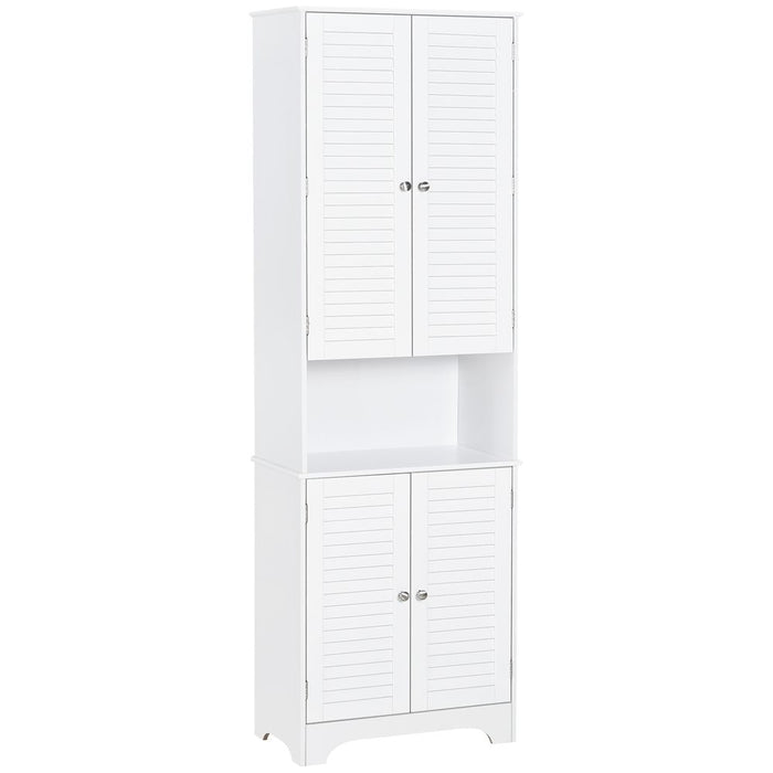 183x60cm Tall Freestanding Bathroom Cabinet Retro Shutters 3 Compartments White