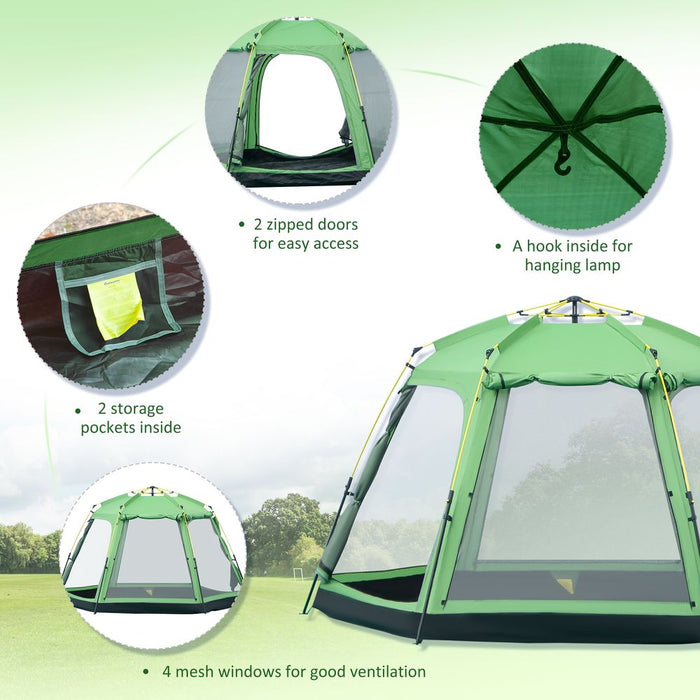 Outsunny 6P Camping Tent | 2-Tier Pop-up Design | Portable Carry Bag | Ideal for Family & Friends