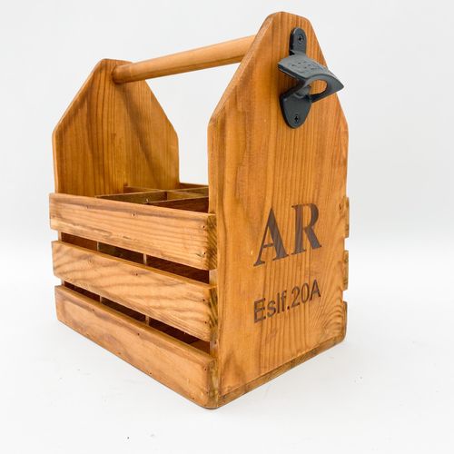6 BOTTLE WOODEN WINE HOLDER