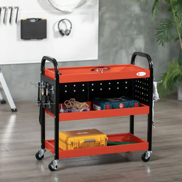 3 Tier Rolling Tool Cart Steel Mobile Service Utility Cart for Garage Mechanics