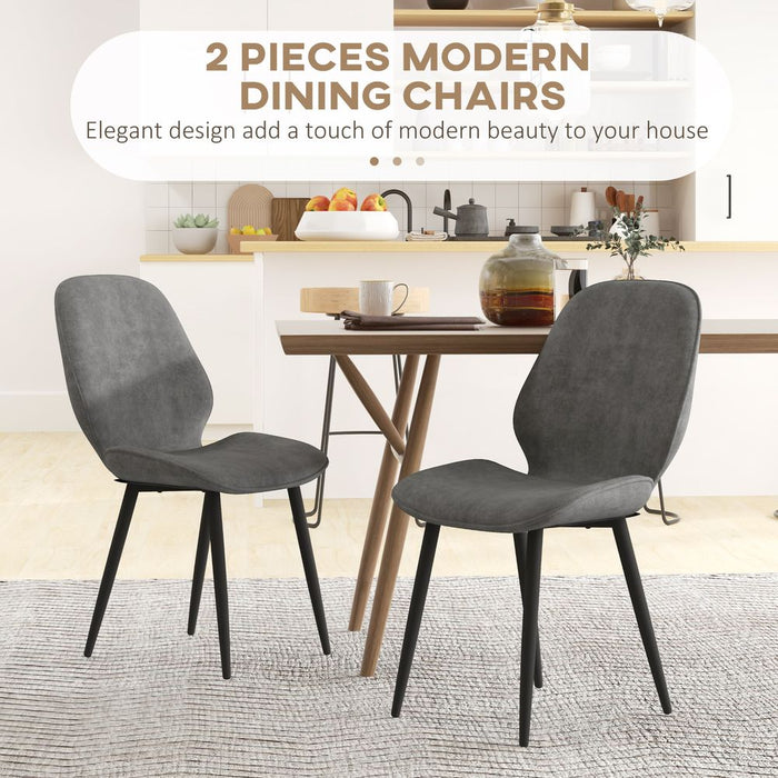 Stylish HOMCOM Grey Dining Chairs Set-2 with Metal Legs for Kitchen | Best Quality, Comfort & Support