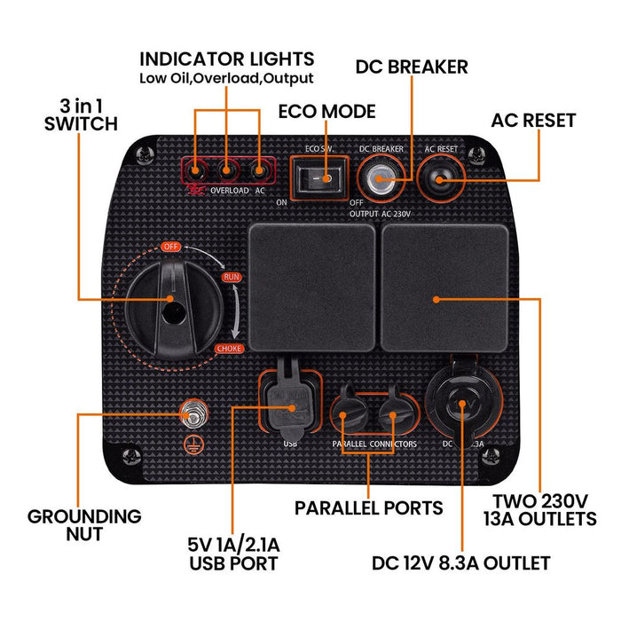 Inverter Generator Petrol Quiet 3KW 3.3KW Suitcase 4 Stroke Outdoor Power Supply