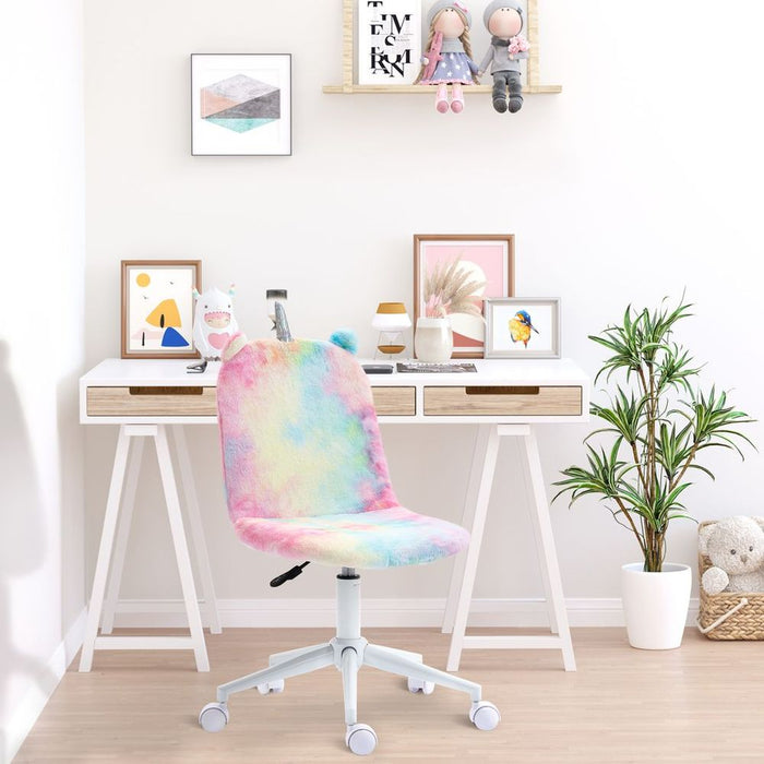 Premium Fluffy Unicorn Office Chair: Swivel Wheel, Cute Desk Chair, Rainbow; High-Quality, Comfortable, Fun Design