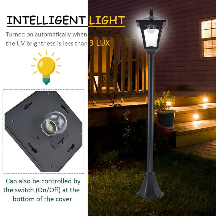 Premium Solar Lamp Post by Outsunny: Stylish, Automatic, Durable, IP44, 18Lx18Wx160H cm-Black