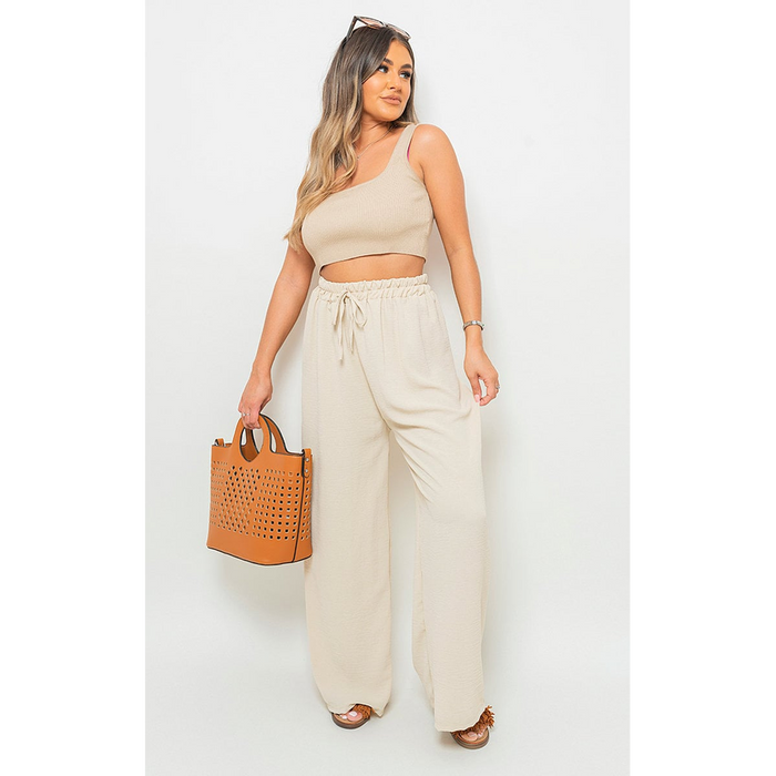 Effortlessly Chic Drawstring Waist Wide Leg Trouser