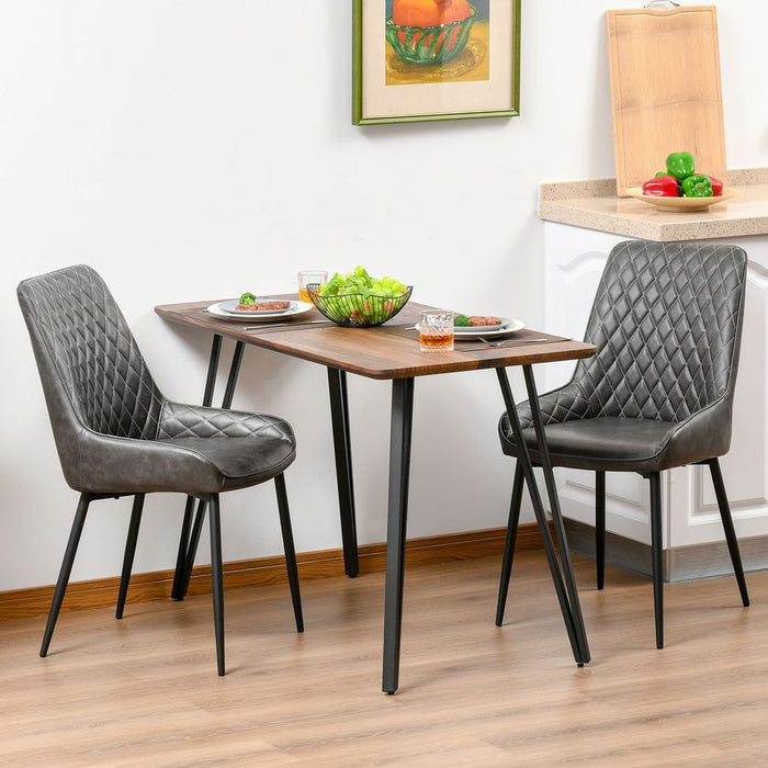 Premium Retro Dining Chairs - Set of 2, PU Leather Upholstered - High Quality & Stylish - Sturdy Steel Legs - Comfortable & Supportive - Free Shipping