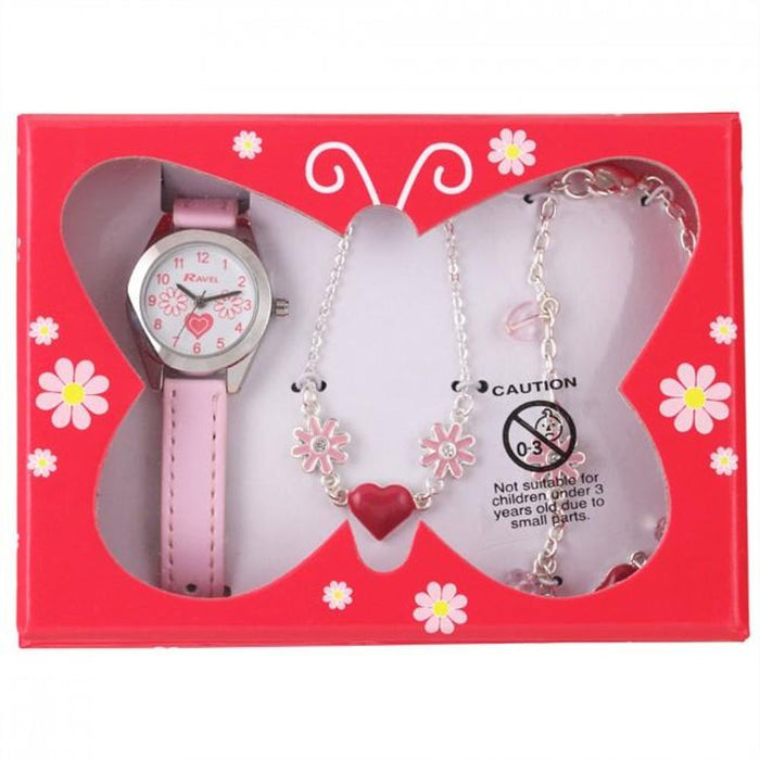 Ravel Little Gems Hearts Set - Watch, Necklace & Bracelet - Clearance! Recharge Needed - Top Seller