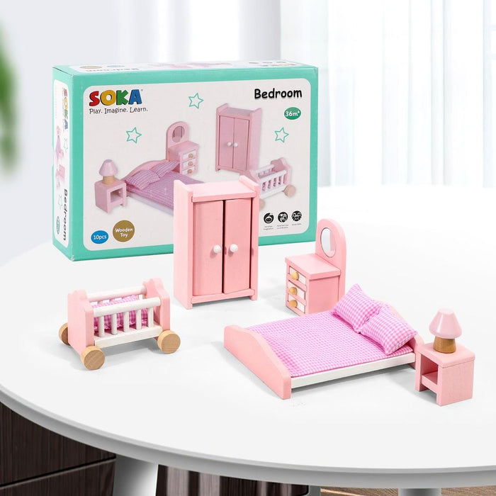 SOKA Bedroom Dollhouse Furniture Set - 6 Pieces