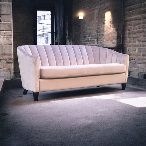189CM 3 SEATER PINK VELVET SOFA