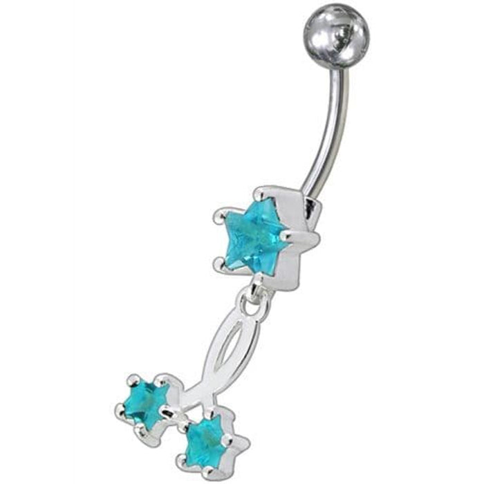 Fancy Standing Star Jeweled Dangling Navel Ring