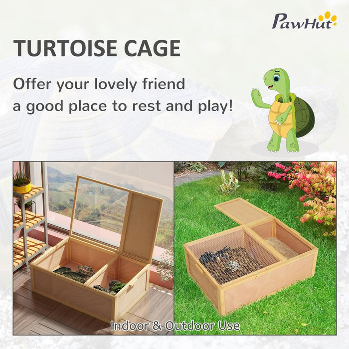 Spacious Wooden Tortoise House | Small Reptile Cage | Pawhut - Professional Seller