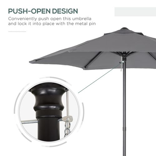 1.96m Parasol Patio Umbrella, Dark Grey