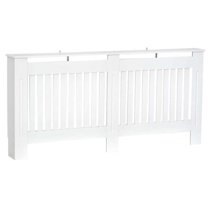 HOMCOM Slatted Radiator Cover Painted Cabinet MDF Lined Grill in White (172L x 19W x 81.5H cm)