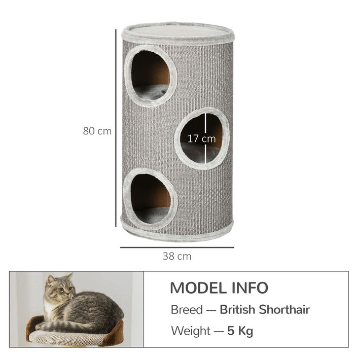 Premium Cat Barrel Kitten Tree Tower - Sisal-Covered, Cozy Platform - Ideal for Indoor Cats