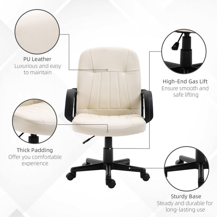 Comfortable PU Leather Office Chair with Adjustable Height and Padded Seat