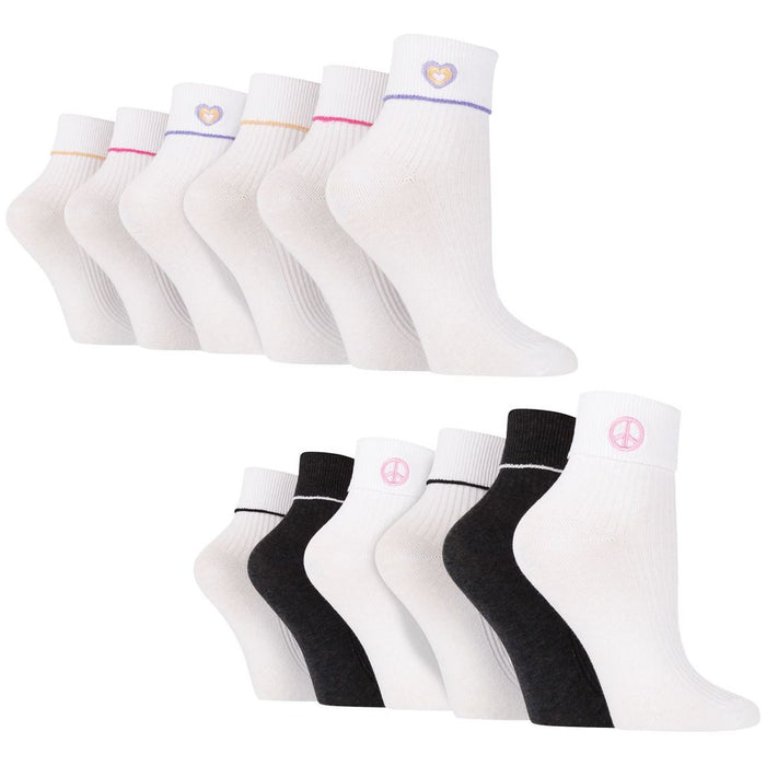 6PK - Wildfeet Embroidered Rib Lounge Socks