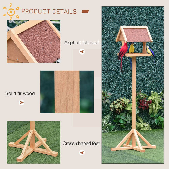 Wooden Bird Feeder: Freestanding, Cross-legged Support, Weather Resistant