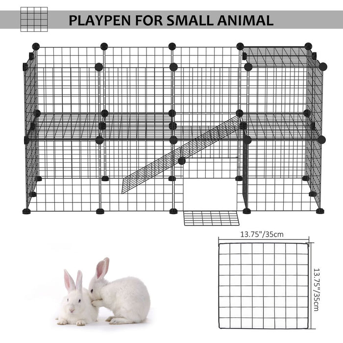 Premium Rabbit Cage DIY 36 Panels, Pet Playpen for Small Animals - Rabbit, Guinea Pig, Chinchilla