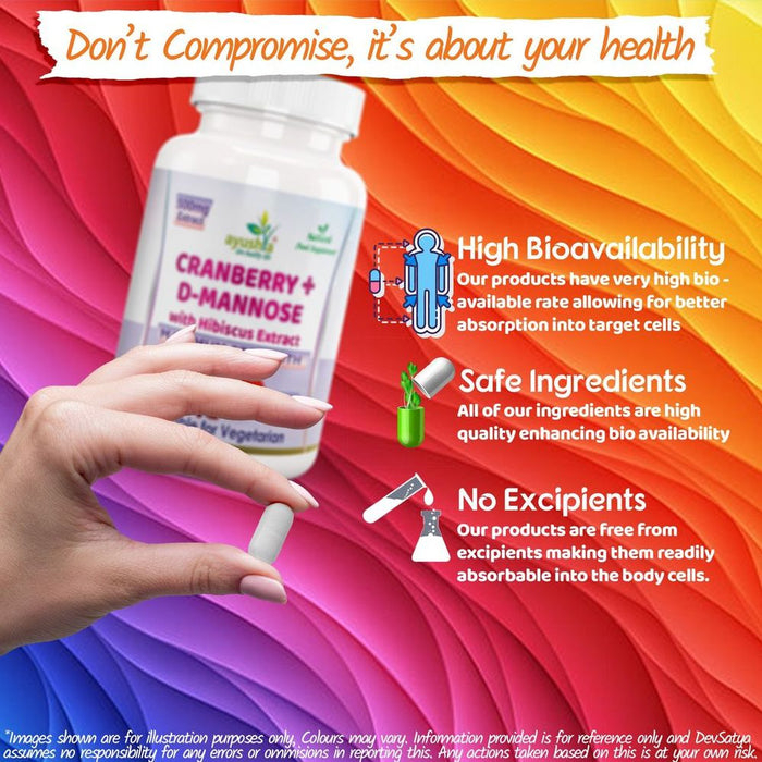 Cranberry D-Mannose Capsules: UTI Bladder Support Cystitis + Hibiscus Extract