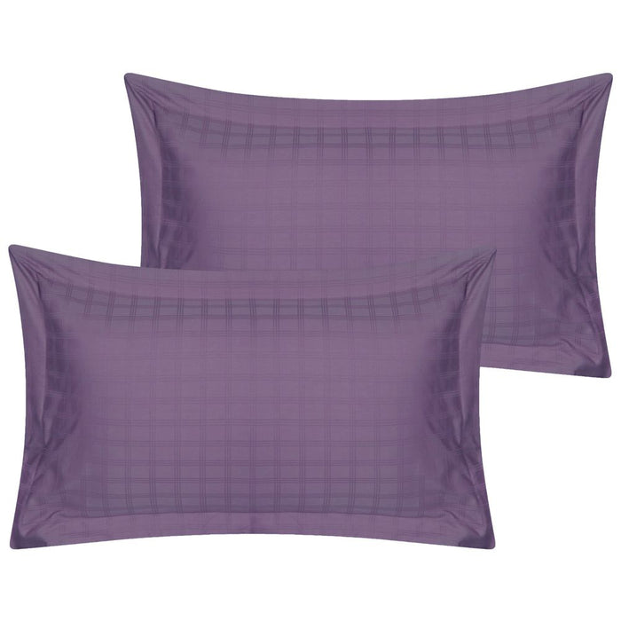 400TC - Luxurious Purple Satin Stripe Check Pillowcase Pair