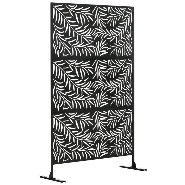 Outsunny 6.5FT Metal Outdoor Privacy Screen Panel - Stylish & Durable for Patio, Garden, and More!