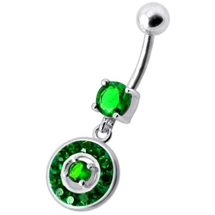 Fancy Round Multi Stone Studded Jeweled Dangling Belly Body Ring