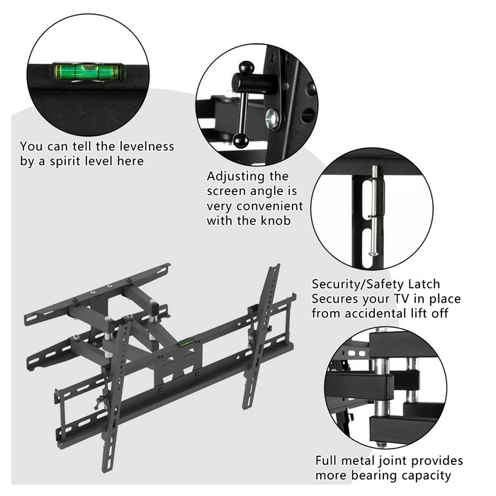 TMDS-204 32"-70" 110Lbs VESA600*400 Full Motion TV Wall Mount Tilt Range 0-15°