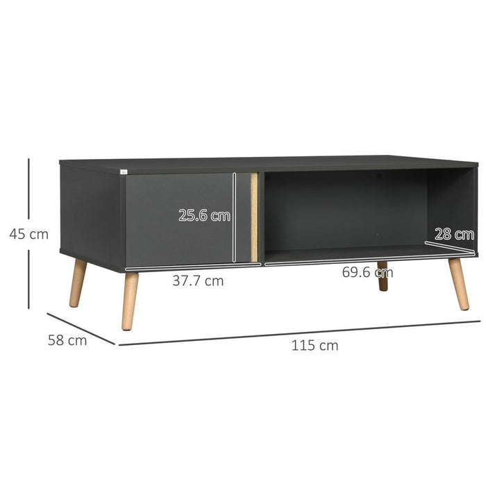 Coffee Table Modern Centre Table with Storage Rectangular Side Table Grey